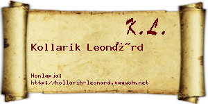 Kollarik Leonárd névjegykártya