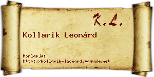 Kollarik Leonárd névjegykártya
