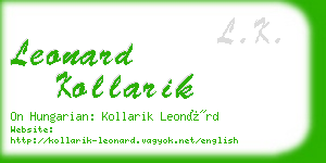 leonard kollarik business card